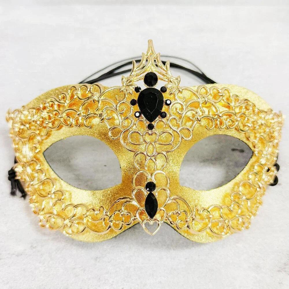 Men's masquerade mask, masquerade ball mask, Gold Gold masquerade Mask, 2 in 1